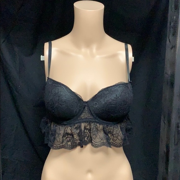 𝅺FREDRICK’S of Hollywood black with hanging lace - Picture 1 of 5